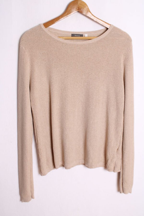 jersey vintage con brillos-49 Jersey Beige Hilo Dorado Vintage "L"