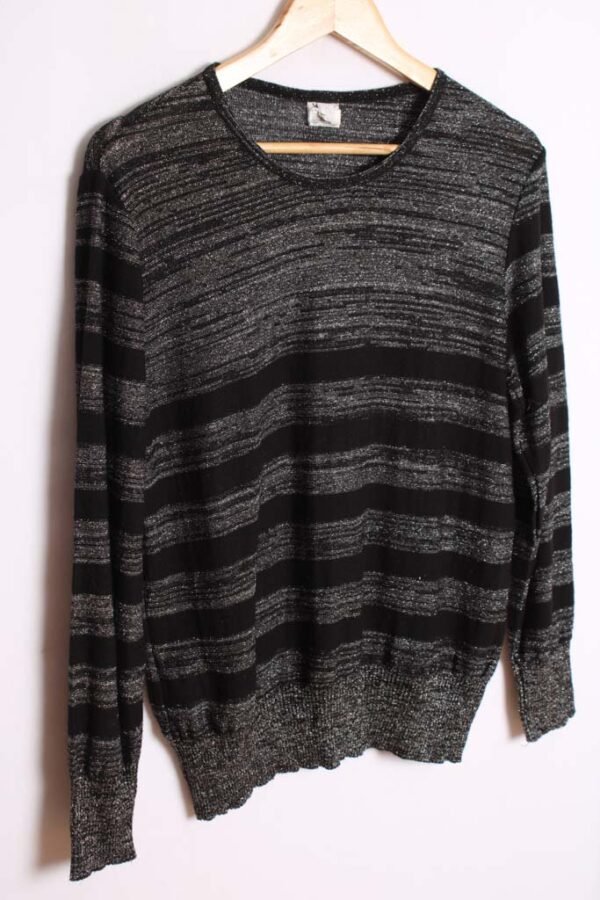 jersey vintage con brillos-81 Jersey Negro Hilo Metálico Plata Vintage "XL"