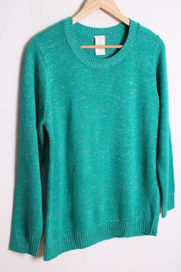 jersey vintage con brillos-86 Jersey Turquesa Hilos Plata Vintage "L"