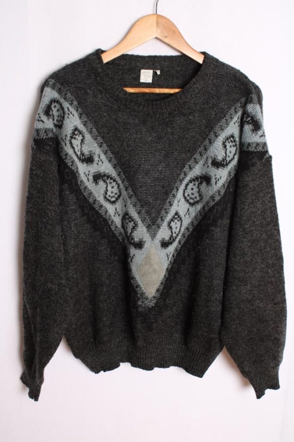 Jersey con Lana Gris Jaspeada Vintage "L/XL"