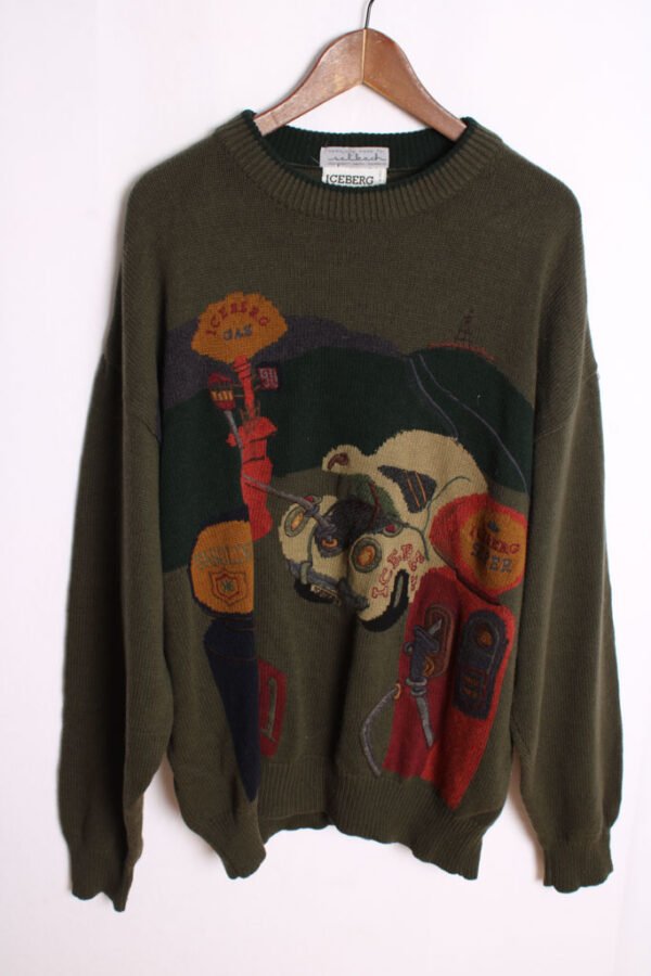 Jersey Iceberg Vintage Verde Estampado "XL"