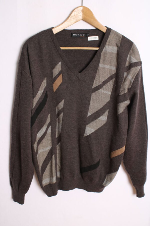 Jersey Gris Print Vintage Cuello Pico "L"