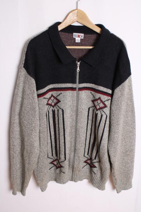 Cárdigan Gris y Azul Vintage Acrílico "XL/2XL"