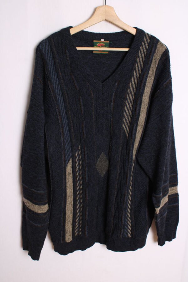 Jersey Cuello de Pico Vintage Azul Print "L"