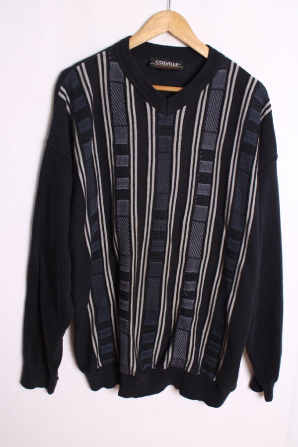 Jersey de Punto Azul Marino Vintage Print "XL"