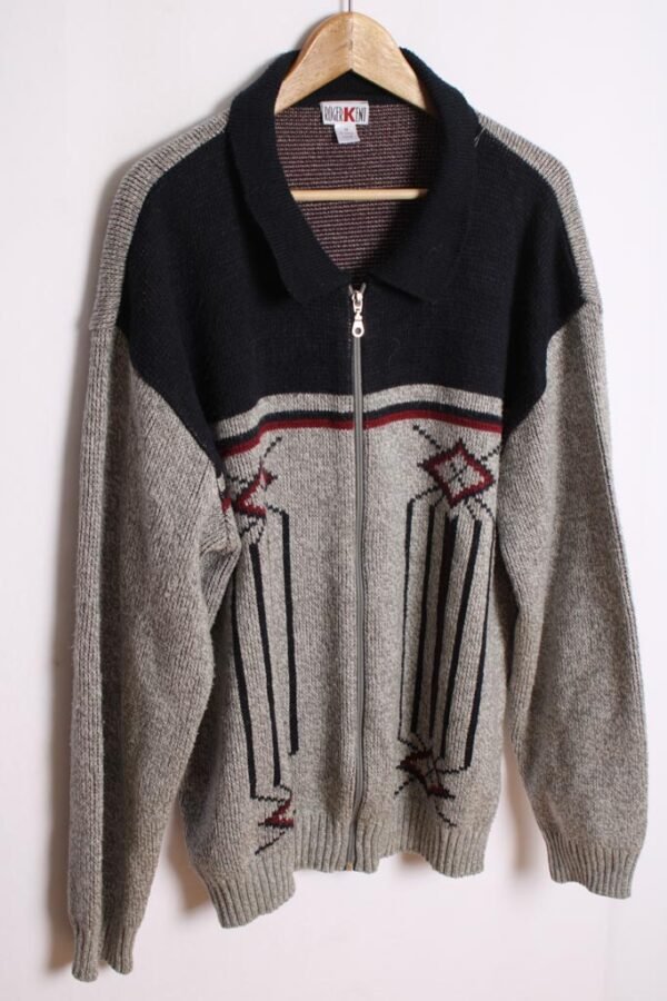 Cárdigan Gris y Azul Vintage Acrílico "XL/2XL"