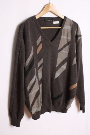 Jersey Gris Print Vintage Cuello Pico "L"