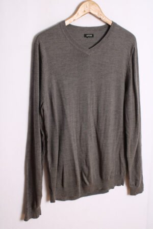 Jersey Cuello Pico Vintage Gris "L"