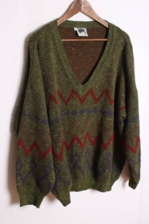 Jersey Cuello Pico Maxi Vintage Verde "2XL"