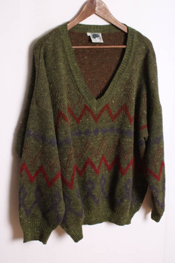 Jersey Cuello Pico Maxi Vintage Verde "2XL"