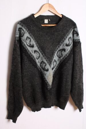 Jersey con Lana Gris Jaspeada Vintage "L/XL"