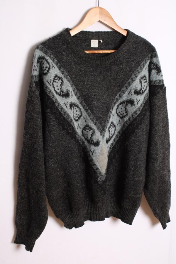 Jersey con Lana Gris Jaspeada Vintage "L/XL"