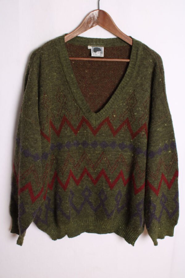 Jersey Cuello Pico Maxi Vintage Verde "2XL"