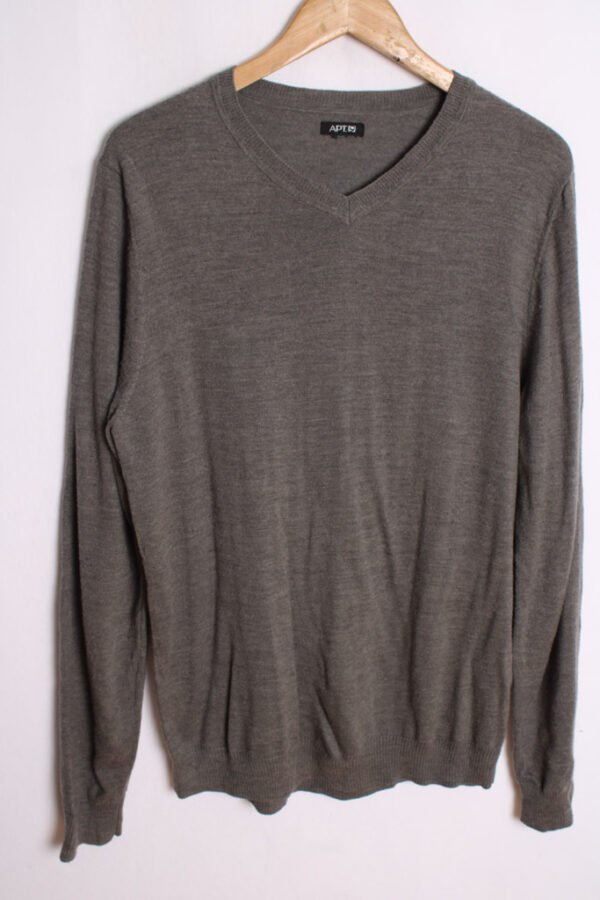 Jersey Cuello Pico Vintage Gris "L"