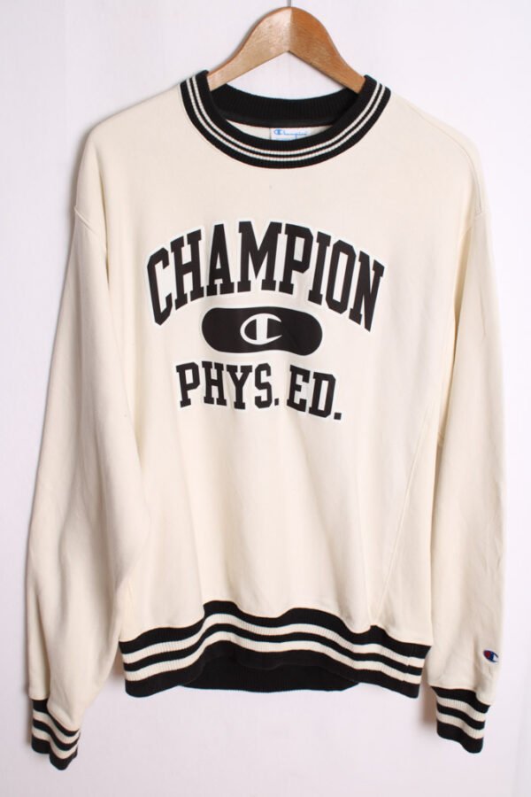Sudadera Champion Vintage Blanca y Negra "L"