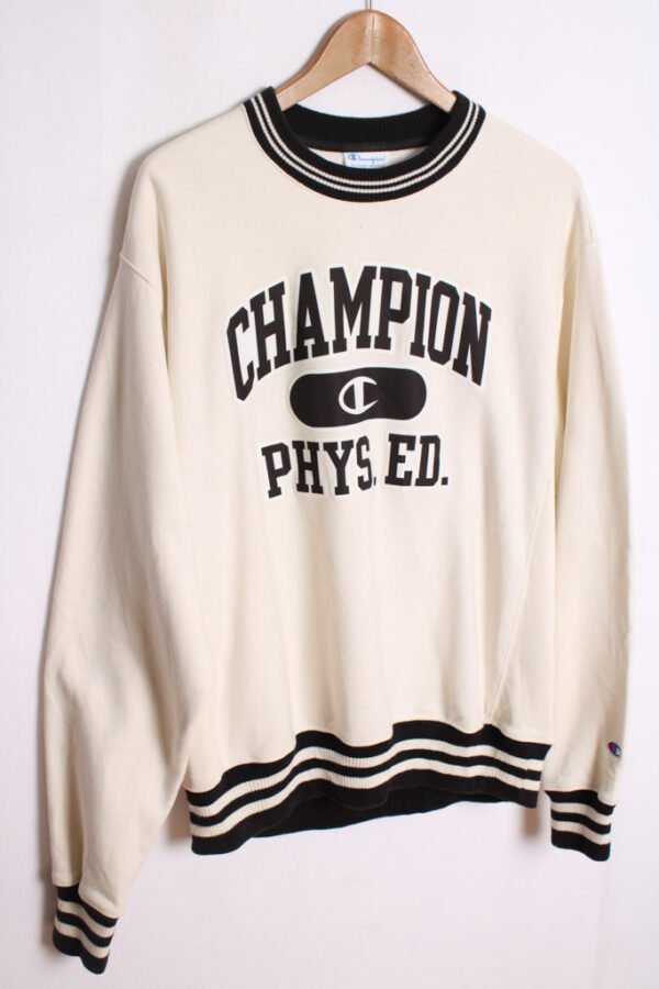 Sudadera Champion Vintage Blanca y Negra "L"