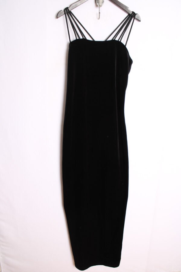 Vestido Maxi Negro Terciopelo Vintage "M"