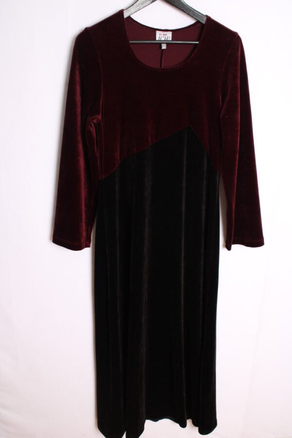 Vestido Largo Burdeos y Negro Terciopelo Vintage "M/L"