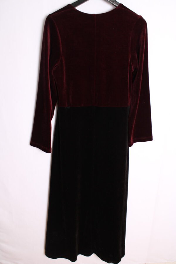 Vestido Largo Burdeos y Negro Terciopelo Vintage "M/L"