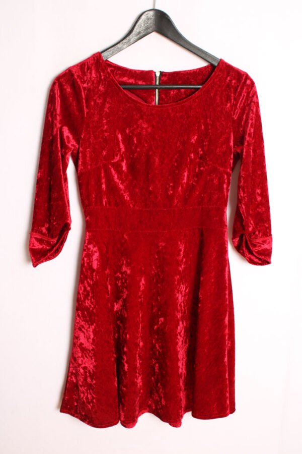 Vestido Rojo Vuelo Terciopelo Vintage "XS"