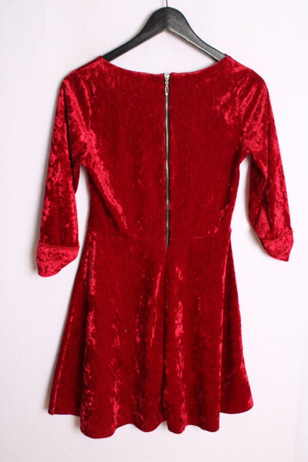 Vestido Rojo Vuelo Terciopelo Vintage "XS"