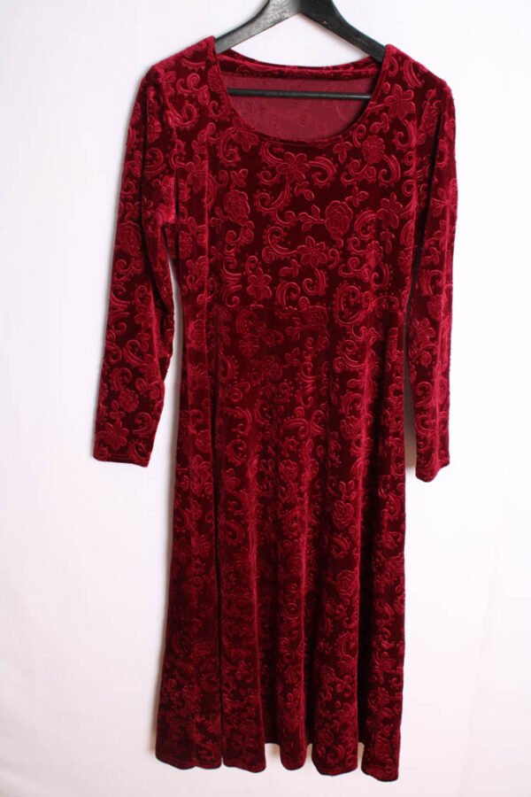 Vestido Largo Burdeos Flores Vintage "L"