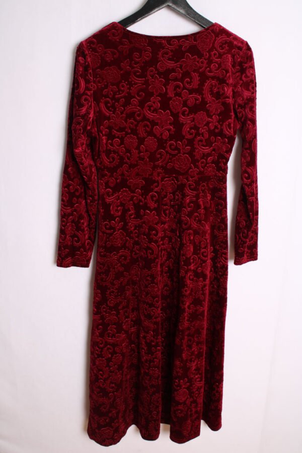 Vestido Largo Burdeos Flores Vintage "L"