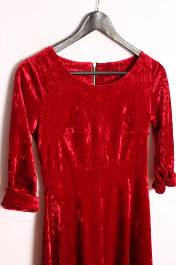 Vestido Rojo Vuelo Terciopelo Vintage "XS"