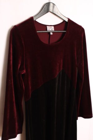 Vestido Largo Burdeos y Negro Terciopelo Vintage "M/L"